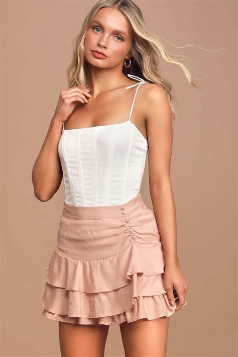 Short Ruffle Skirt, Ruffled Mini Skirt, Tiered Ruffle Skirt, Casual ...