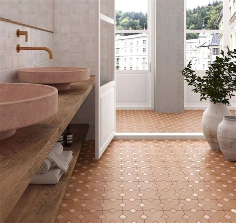 Оранжевая плитка для пола в ванной | Tuile, Carrelage salle de bain ...