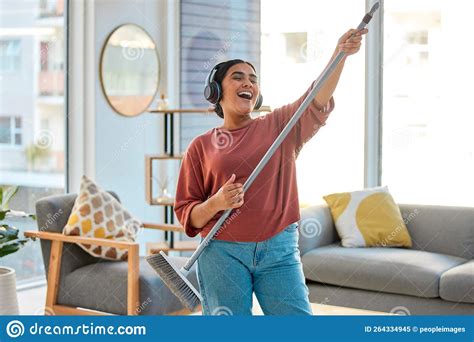Dance, Radio or Woman Cleaning with Music for Singing or Listening To a ...
