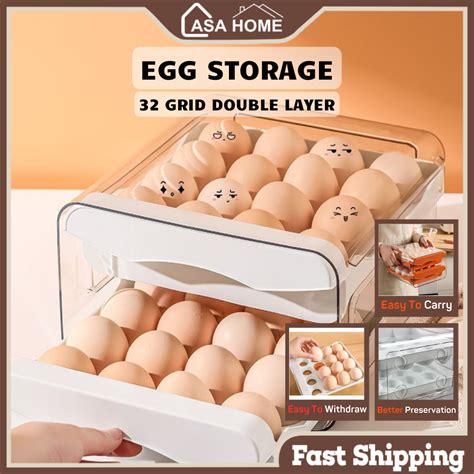 casa egg storage   grid  grid double layer egg container egg