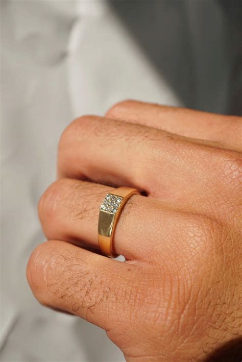 duetto signet ring green salt  pepper mens diamond wedding