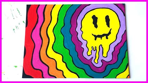 How To Paint A TRIPPY Dripping Smiley Face // two + art - YouTube