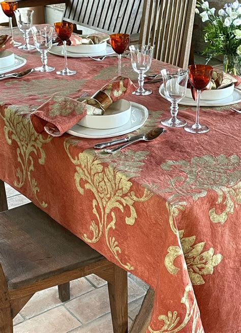 Linen Tablecloth Isabella - Block-Printed Tablecloth | AllÓRA