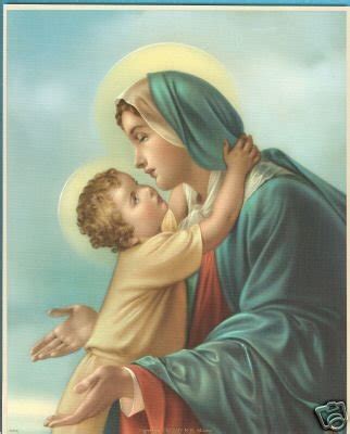Catholic Print Picture Child Jesus hugging Mary -SWEET! | #15581757