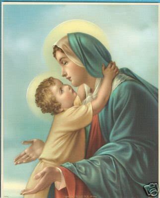 Catholic Print Picture Child Jesus hugging Mary -SWEET! | #34001340