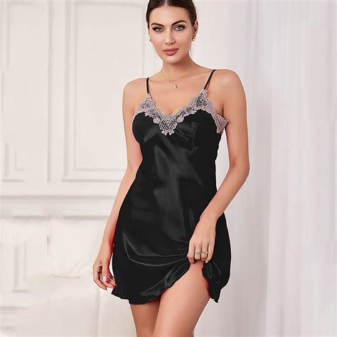 100% Silk Satin lace trim baby doll Lingerie - Dress Sexy