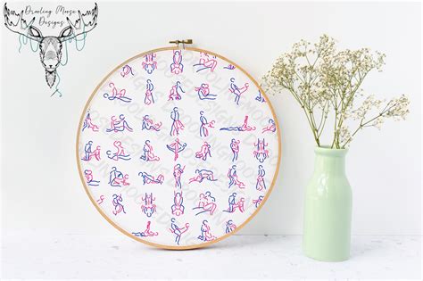 STICK FIGURE SEX Positions Collage Embroidery | 8 Inch Digital Template