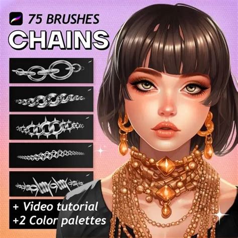 procreate  chain jewelry brushes procreate earrings necklace pearl