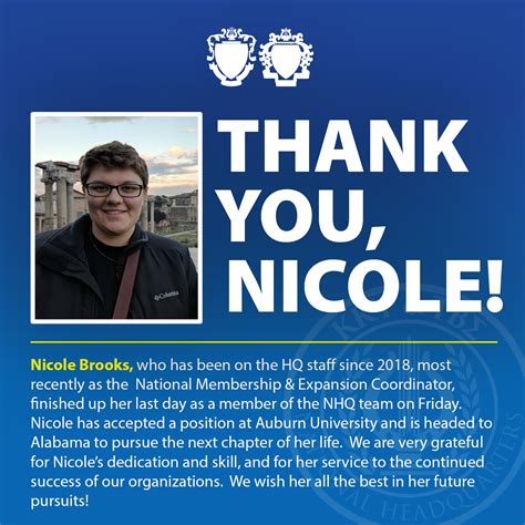 Thank You Nicole! - National Headquarters of Kappa Kappa Psi & Tau Beta