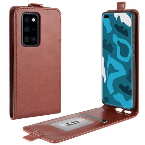 Чехол-флип MyPads для Huawei P40 Pro вертикальный откидной коричневый ...