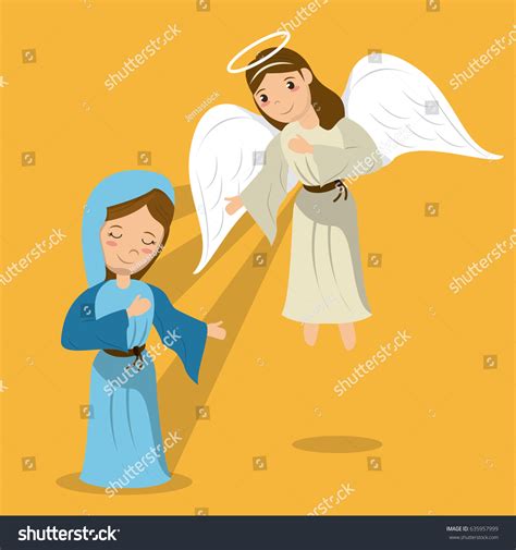 Virgin Mary Angel Annunciation Scene Stock Vector (Royalty Free
