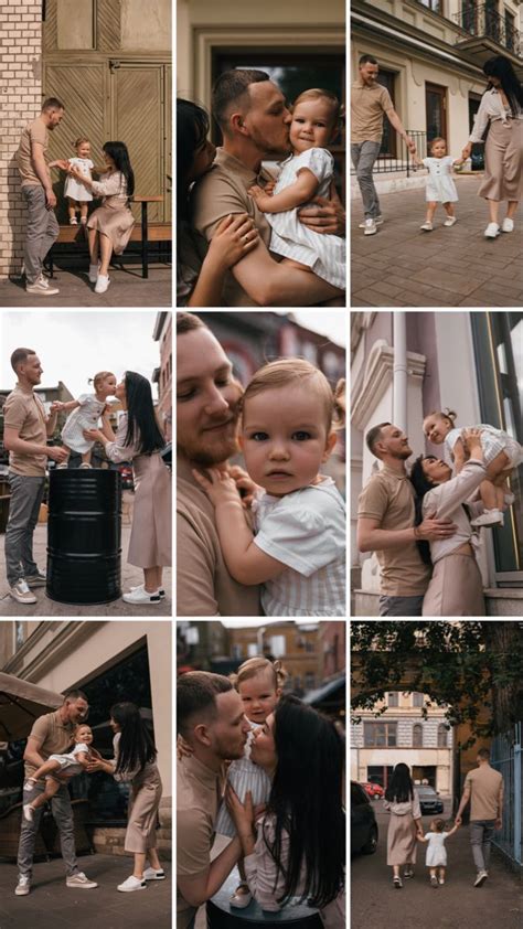 Семейная фотосессия в городе мама папа и дочка | Family portrait poses ...