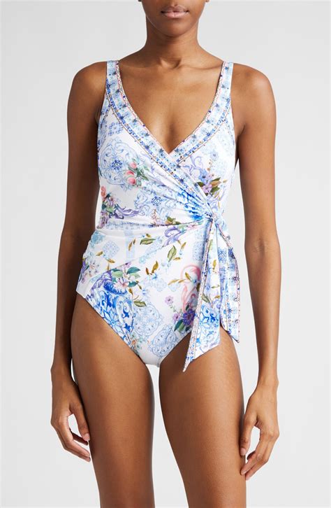 Camilla Wrap One-piece Swimsuit - Paint Me Positano | Editorialist