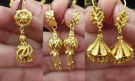 viral lightweight gold earrings design   daily wear