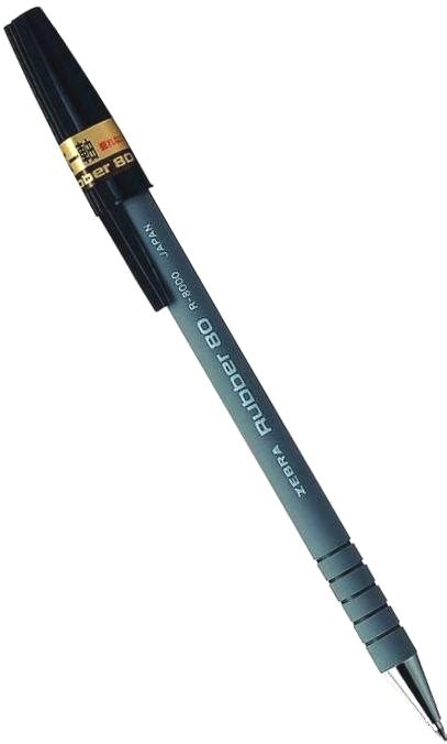 Ручка шариковая Zebra Rubber 80, Black (0,7 мм) R-8000-BK