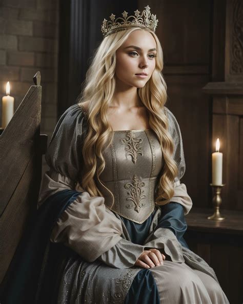 AI generated beautiful women in medieval dresses posing in front of a