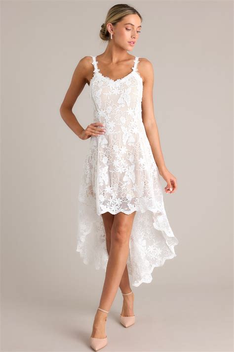White Lace High Low Dress - All Dresses | Red Dress
