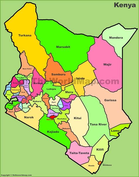 Administrative map of Kenya (Counties of Kenya) - Ontheworldmap.com