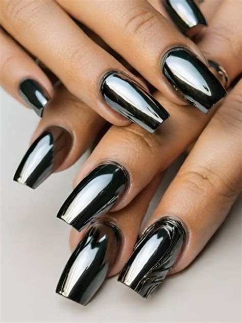 trendy black chrome nail designs  ideas sarah scoop