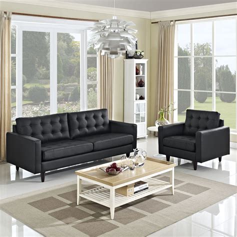 Empress 2 Pieces Armchair and Sofa Set - Black | DCG Stores