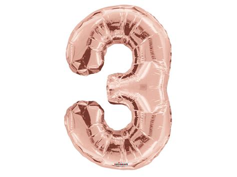 34″ Number Balloon – 3 – Rose Gold – Bakery and Patisserie Products