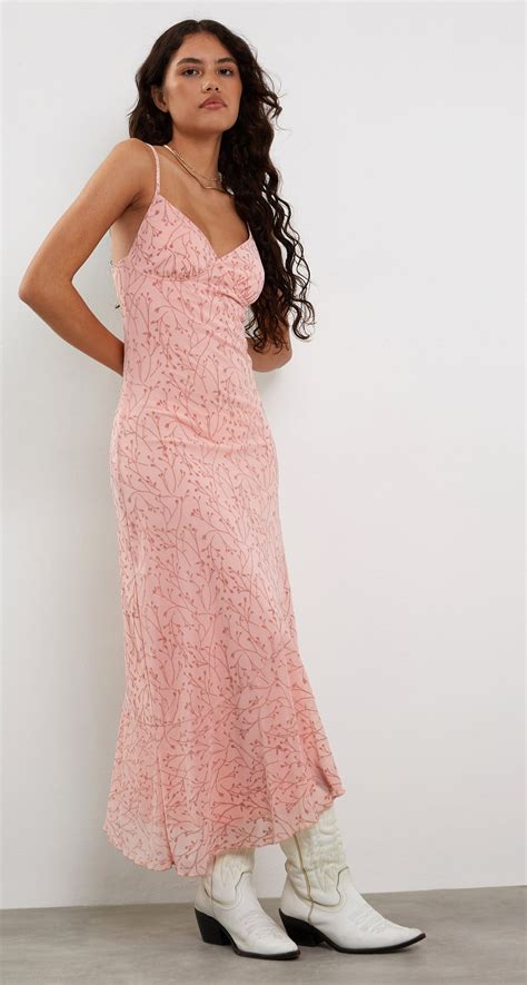 Shadow Floral Pink Asymmetric Midi Dress | Kavala – motelrocks-com-us