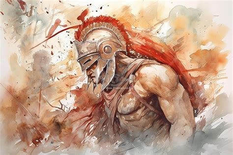 Premium AI Image | A painting of a spartan warrior with a red and black ...