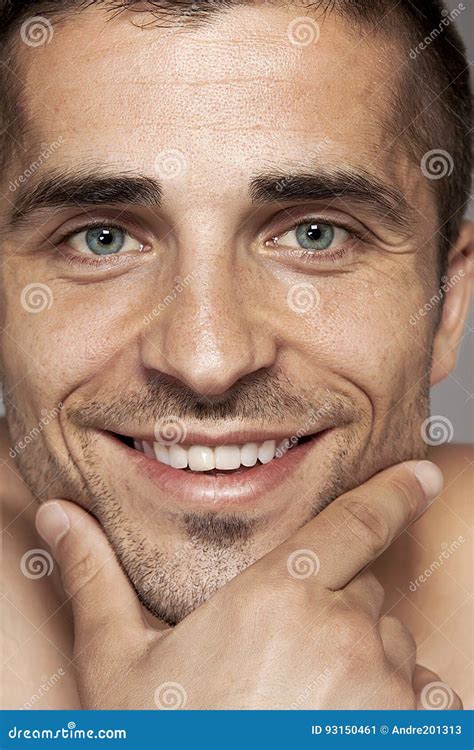 portrait   smiling man close  stock image image  close gray