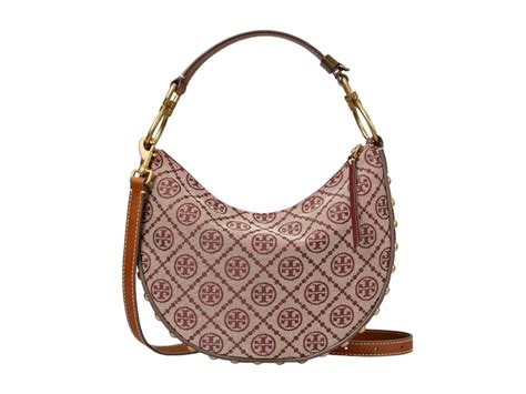 TORY BURCH T Monogram Jacquard Studded Mini Crescent Bag