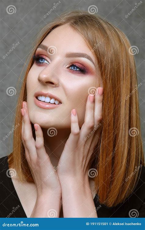 Beautiful Face of a Fashion Model with Blue Eyes Stock Image - Image of ...