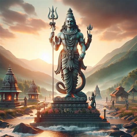 mahadev statue overlooking serene hillside scenery ai art generator