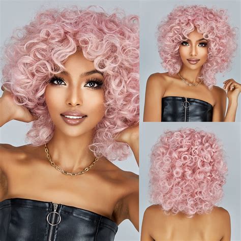 Quebra Cabeça Infantil Para Imprimir E Montar - Pink-Curly-Synthetic-Wigs-for-Black-Women-Short-Kinky-Curly-Wig-with ...