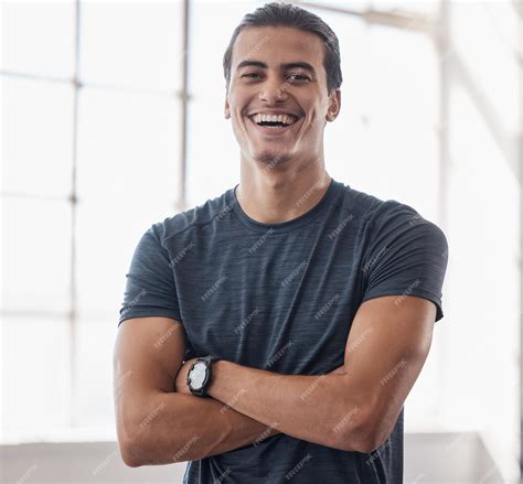 Premium Photo | Fitness laughing and portrait of man happy for muscle
