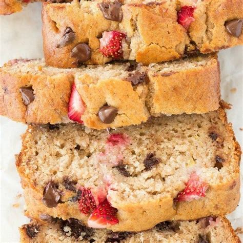 An easy healthy recipe for moist and tender banana strawberry bread, loaded with fresh ...