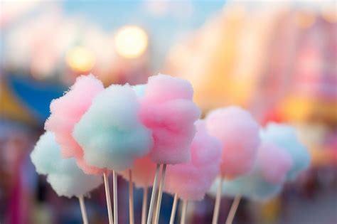 multicolored cotton candy  wooden sticks carnival background