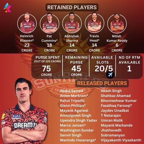 sunrisers hyderabad retained released players list ipl  ipl
