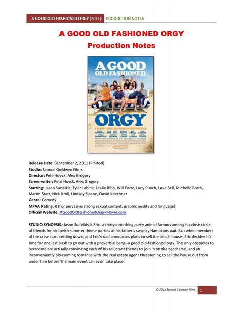 A GOOD OLD FASHIONED ORGY Production - VisualHollywood