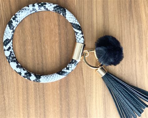 bangle key ring bracelet key chain wristlet keychain  pom