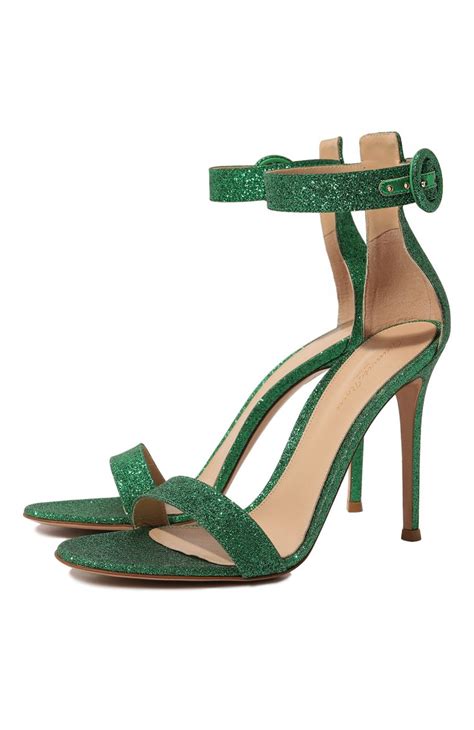 Текстильные босоножки Portofino 105 Gianvito Rossi цвет зеленый купить ...