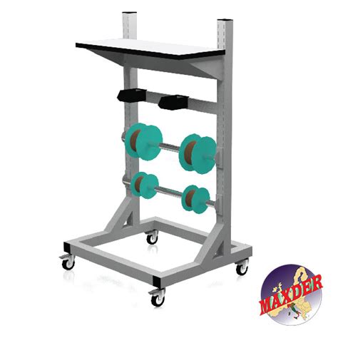 Carrello alto portabobine con ripiano e barra porta contenitori ...