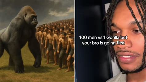 What's The '100 Men Vs. 1 Gorilla' Meme? The Viral Debate, TikTok Trend