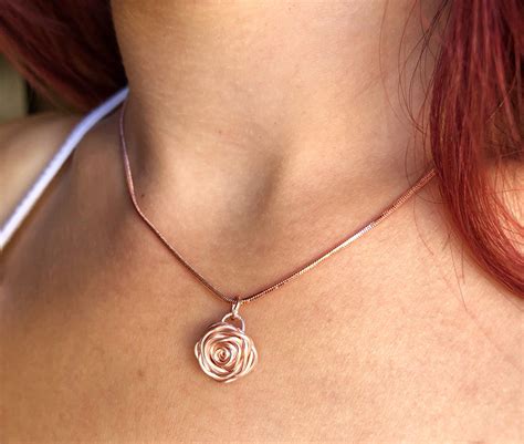Rose Gold Rose Necklace Rose Gold Necklace Rose Necklace | Etsy