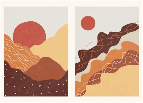 Abstract minimalistic poster. mountains. Contemporary wall art. Mid ...