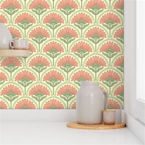 Art deco scallop repeat design with Wallpaper | Spoonflower