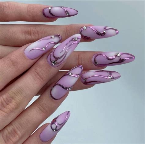 ˗ˏˋ꒰🍇꒱ | Violet nails, Stylish nails, Long nails