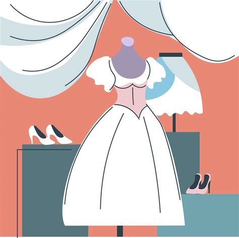 Wedding dress for bride, shop store with clothes 17740642 Vector Art at