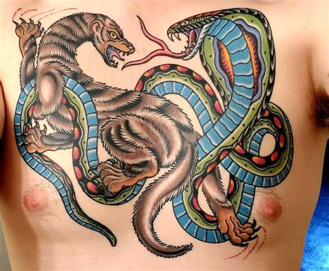 Mongoose Fighting Cobra Tattoo