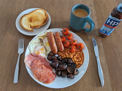 My lovely wife's 2nd attempt (Americans). Back bacon and sausage from