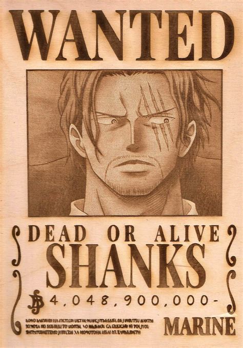 One Piece Shanks Wanted Poster
