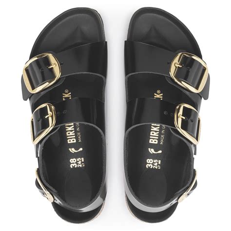 Milano Big Buckle Natural Leather Patent High Shine Black | BIRKENSTOCK